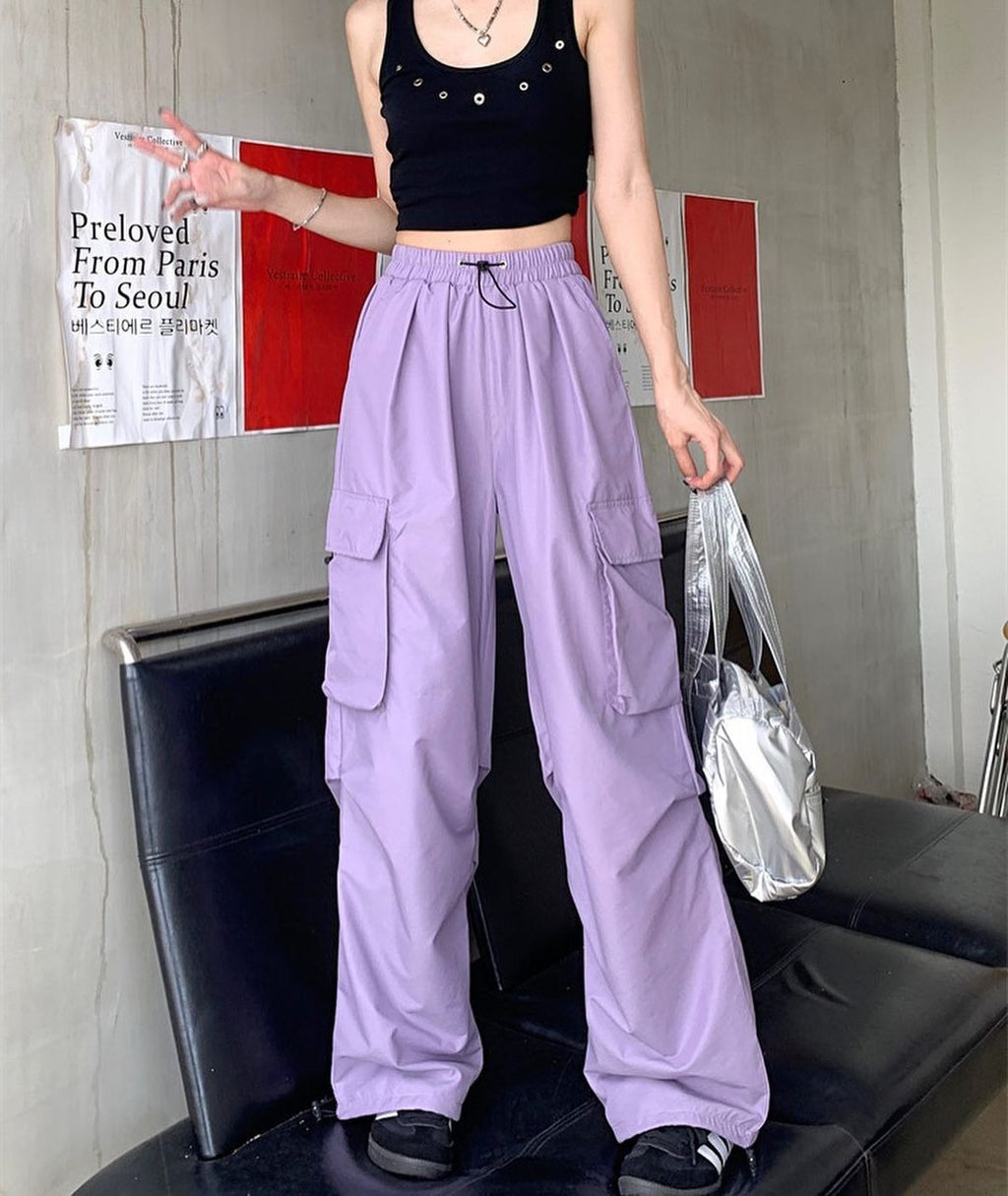 Cross-Border American Retro Workwear Casual Pants for Women Versatile Straight-Leg Drape Jogger Pants Loose Wide-Leg Pants Ins