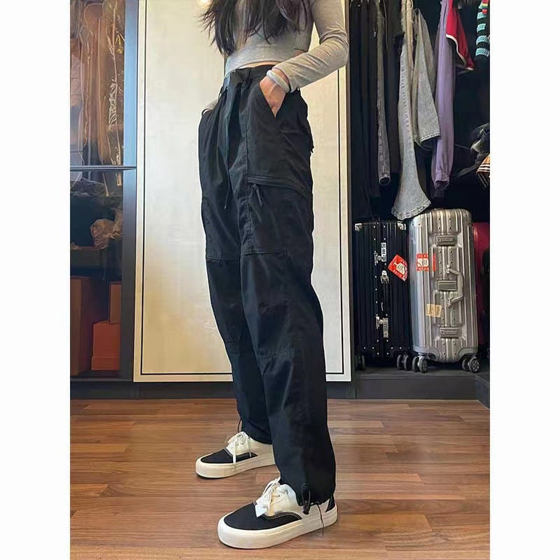 Women's Outdoor Quick-Dry Pants Windproof Waterproof Sports Hiking Pants Fleece-Lined Thickened American-Style Cargo Pants Functional Windbreaker Pants