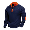 Foreign Trade Cross-border American Men's fleece-lined Heavy-duty Warm Zipper Vertical Collar Personalized Patch Men's Casual Long-sleeved Sweater