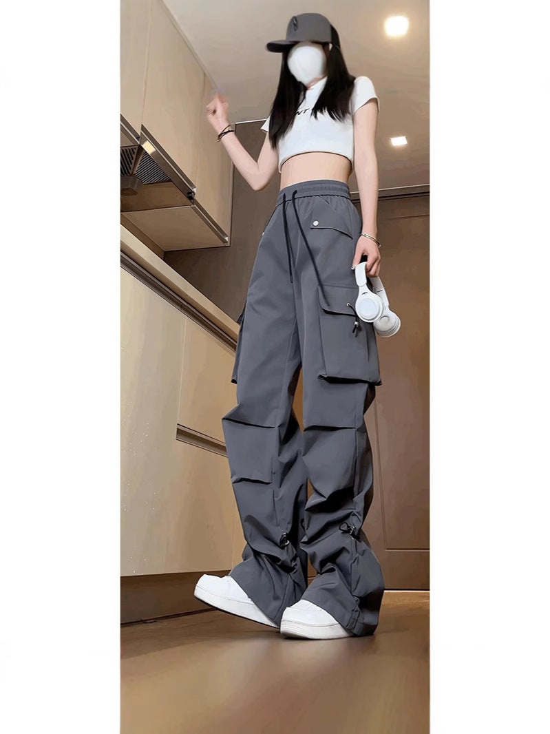 Black Overalls Women's 2025 New Spring and Summer Loose Slimming High Street Mountaineering Summer plus size Pants