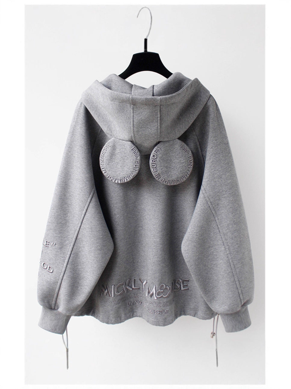 Autumn and Winter New Hooded Cardigan Zipper Sweatshirt Women's Loose Mid-Length Thin Velvet Top Jacket