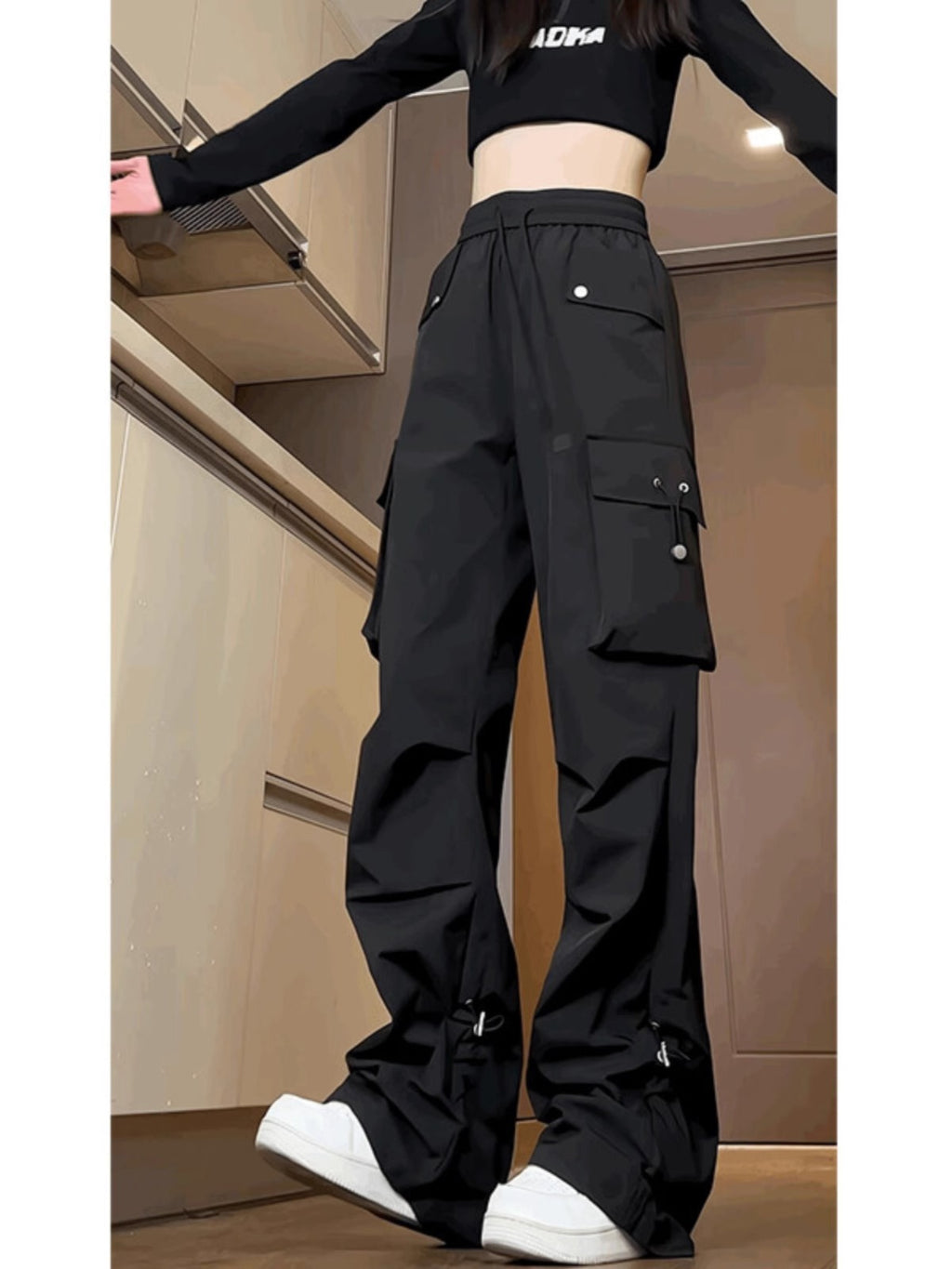 Black Overalls Women's 2025 New Spring and Summer Loose Slimming High Street Mountaineering Summer plus size Pants