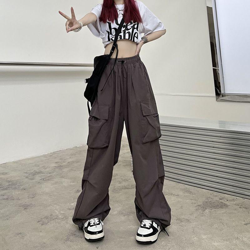 Cross-Border American Retro Workwear Casual Pants for Women Versatile Straight-Leg Drape Jogger Pants Loose Wide-Leg Pants Ins