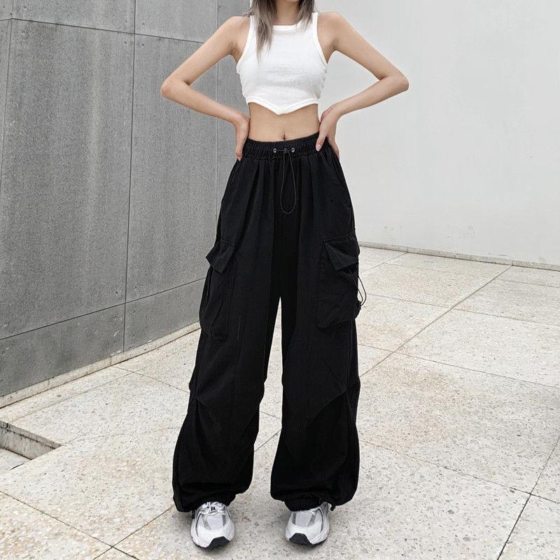 Cross-Border American Retro Workwear Casual Pants for Women Versatile Straight-Leg Drape Jogger Pants Loose Wide-Leg Pants Ins