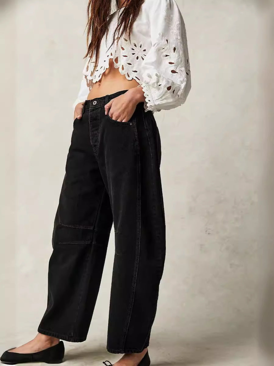 Independent station 2024 cross-border ebay Europe and the United States spring casual loose waist tube ladies jeans 16848