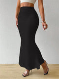 Women Solid Slim Fishtail Skirt Spring Summer New In Elegant Fashion High Waist Fold Skirts Lady Causal Street Short Dress Sexy