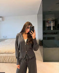 2025 Fall New Fashion Long Sleeve Zipper Sweater Cardigan Long Pants Athletic Two Piece Casual Cardigan Set Women